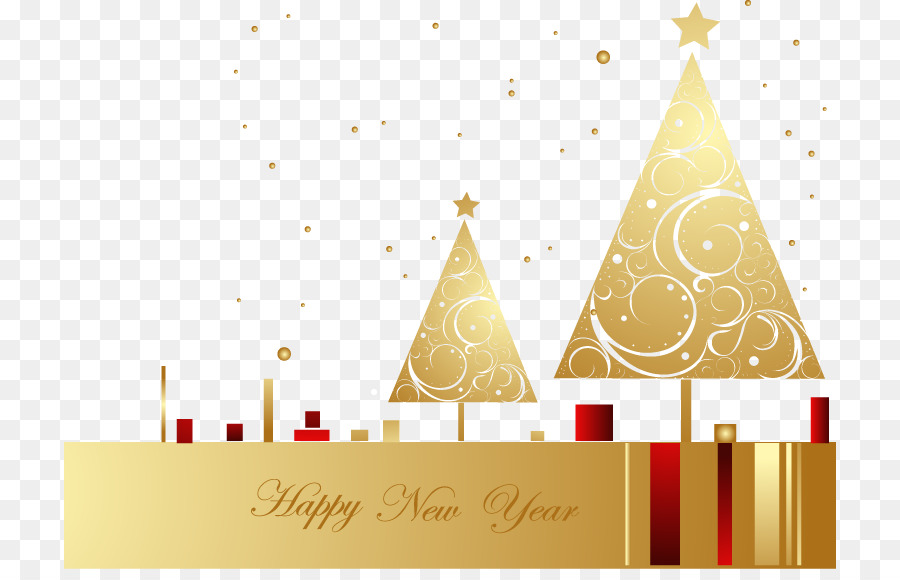 Albero di natale Nuovo Anno - Dipinto a mano albero di Natale dorato ombreggiatura lettera