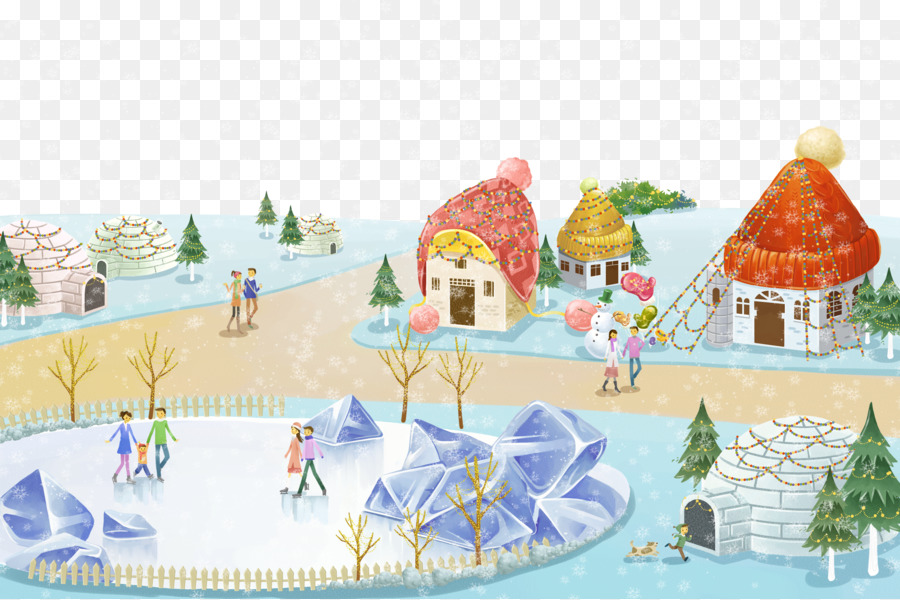 Lidong Winter-Weihnachten-Illustration - Warme Häuser