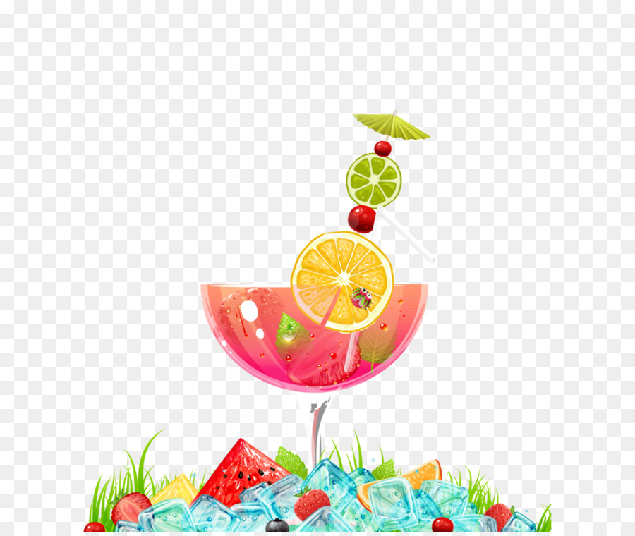 Eis-Sahne-Orangensaft-Cocktail Tee - Cartoon-orange Zitrone Wasser
