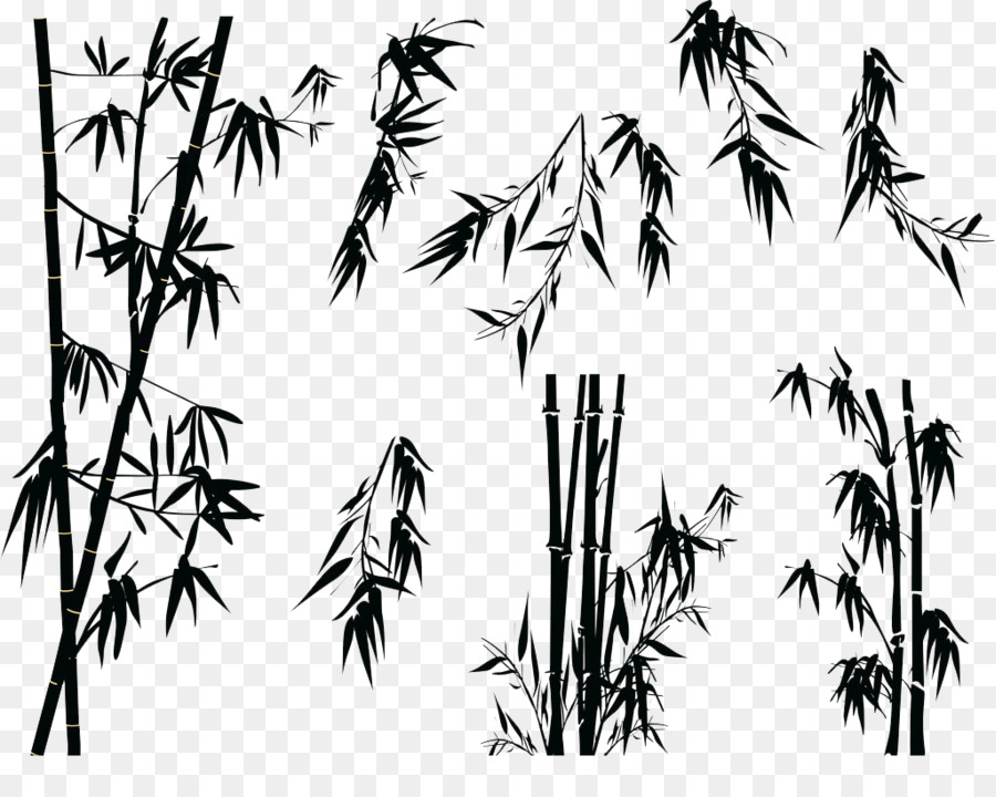 Bambù, Silhouette, Albero, Illustrazione - in bianco e nero bamboo