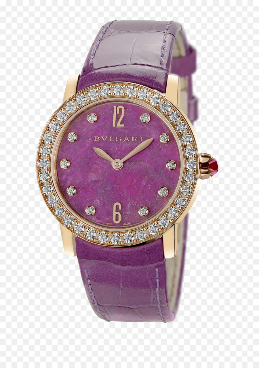 Bulgari Automatik-Uhrwerk, Dornschließe - Bulgari Uhren Lila Uhren rose gold Diamant weibliche form