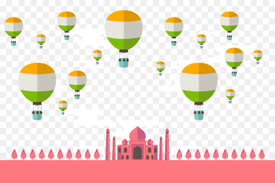 Indien Flug - Vektor Fliegenden Heißluftballon