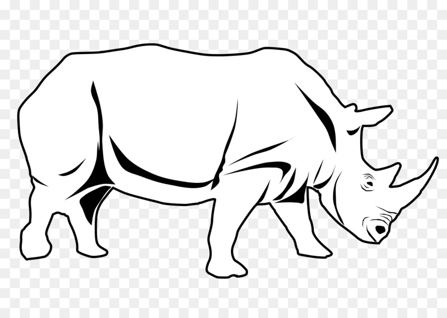 White rhinoceros Schwarz und weiß-clipart - Nashorn Clipart