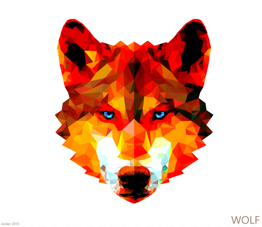 T-shirt Grau wolf Low-poly-Kunst - Wolf