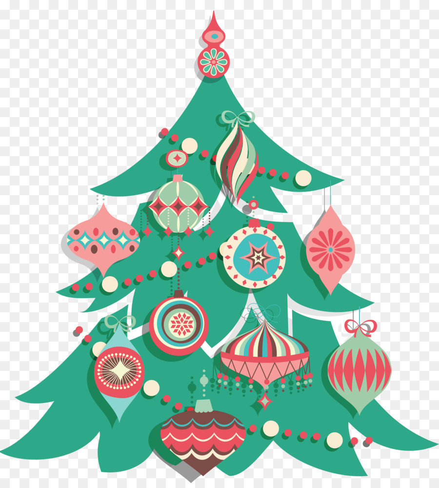 Babbo Natale, cartolina di Natale albero di Natale, ornamento di Natale - albero di natale
