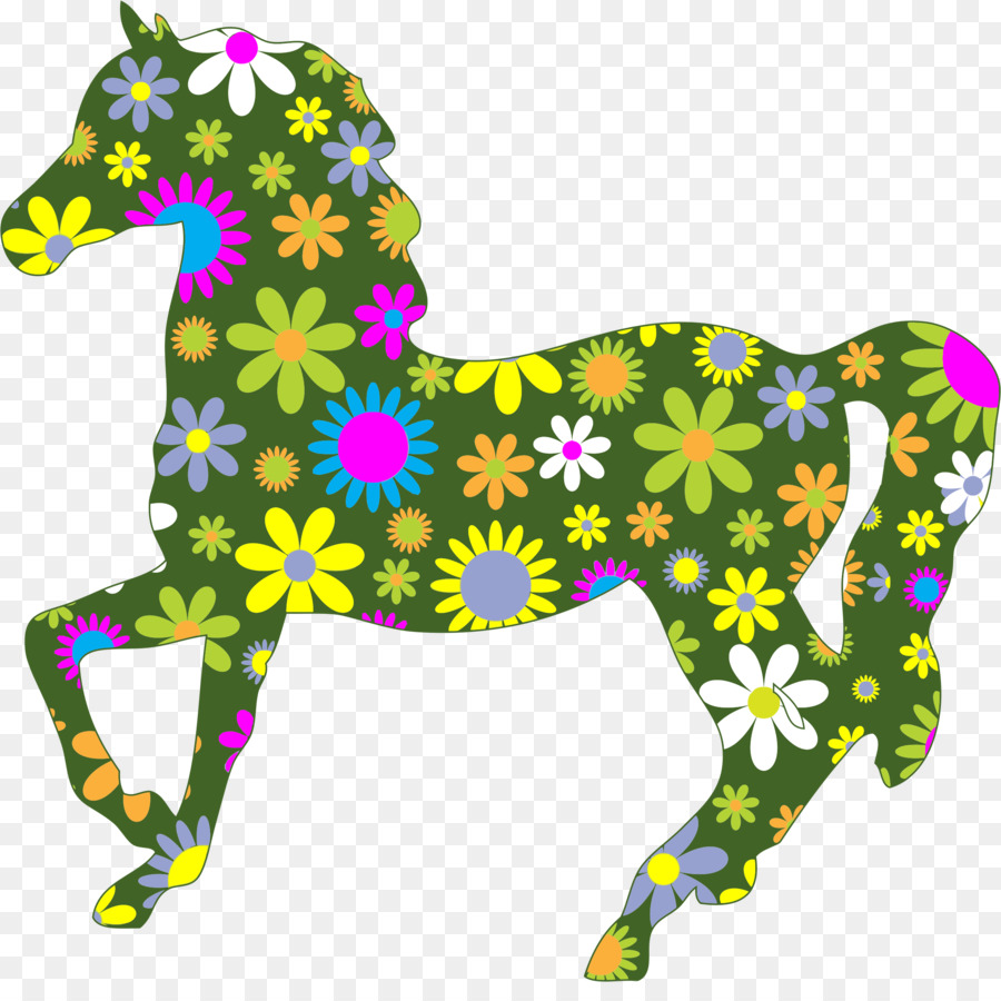Con ngựa Hoa Clip nghệ thuật - xanh ngựa.