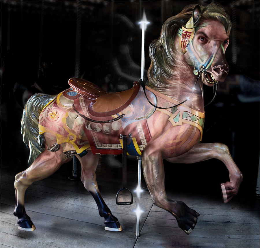 Cavallo di Giostra Arte surrealista del parco di Divertimenti - Carosello