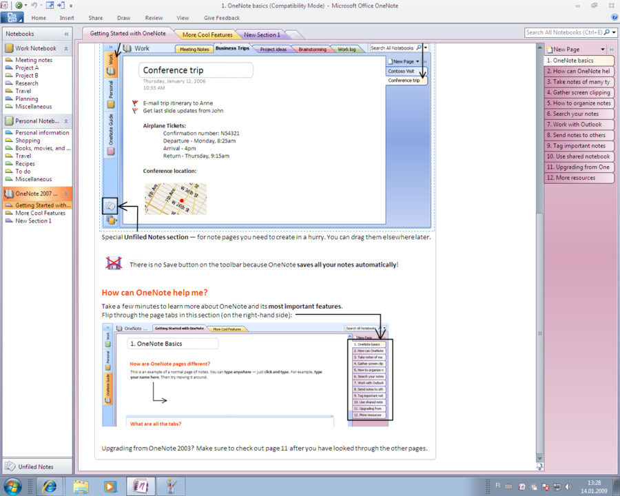 Microsoft Office 2010 Schermata Di Microsoft OneNote - una nota