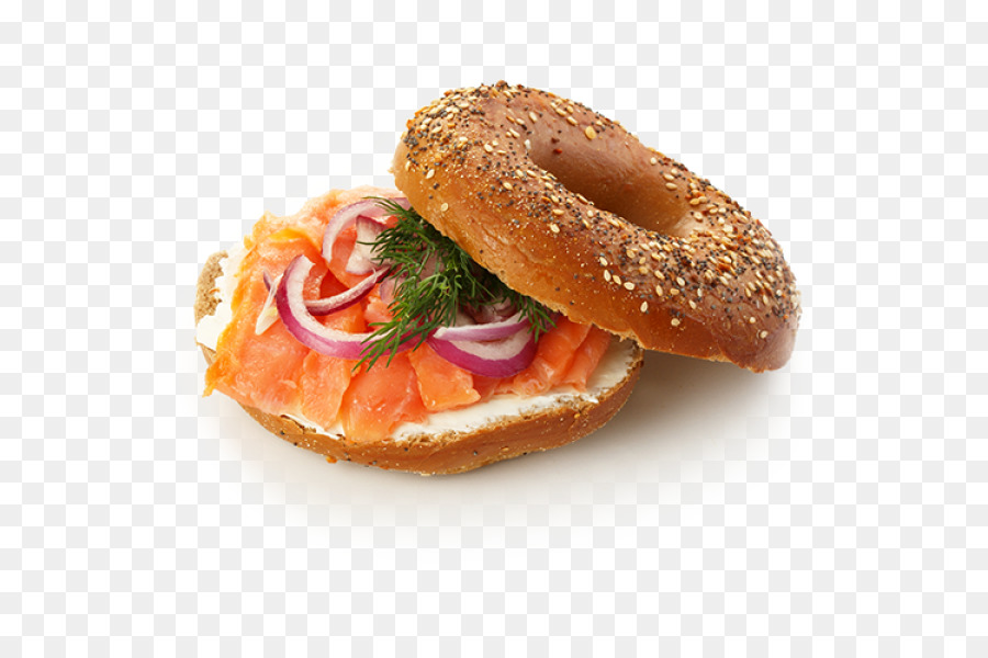 Bagel mit Räucherlachs Räucherlachs-sandwich-Frühstück - Bagel