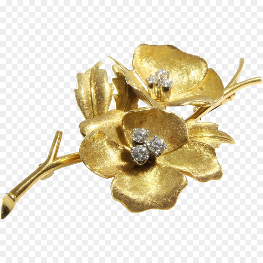 Brosche Gold Blume Pin-Diamant - gold Blume