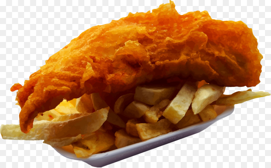 Fisch und chips mit Pommes Frites-zum Mitnehmen Squid als food Kebab - Chip