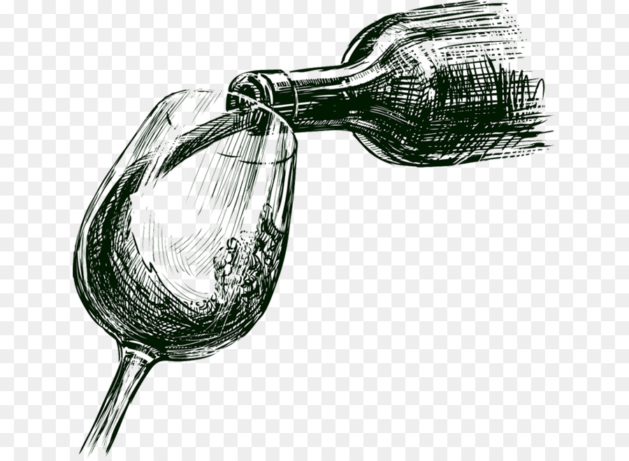 Weinbau Weinrebe Wein Glas - Skizze