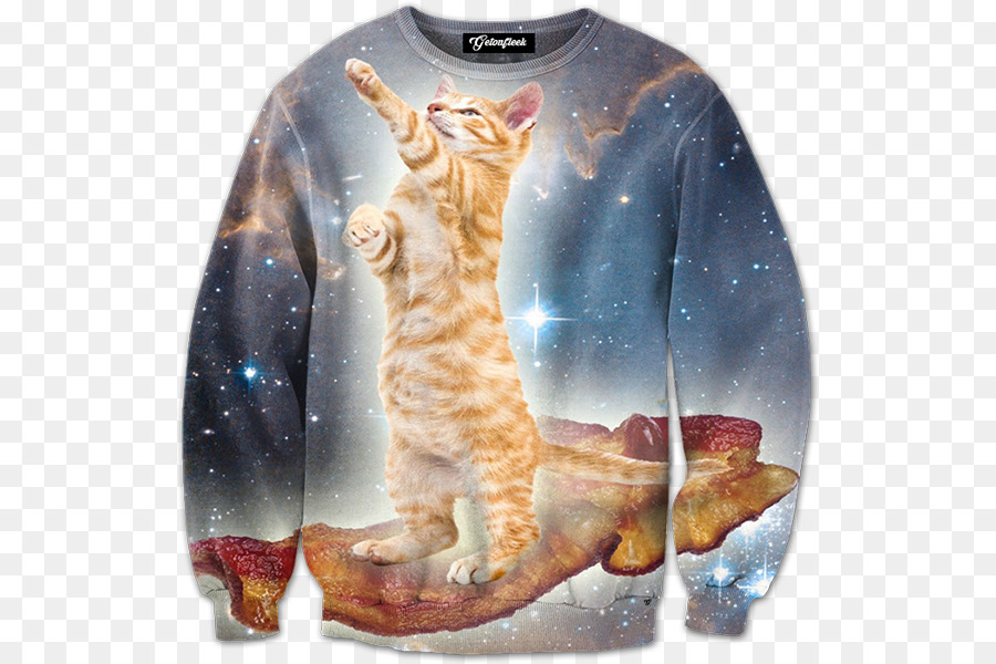 Cat T-shirt Hoodie Top Rundhalsausschnitt - Speck