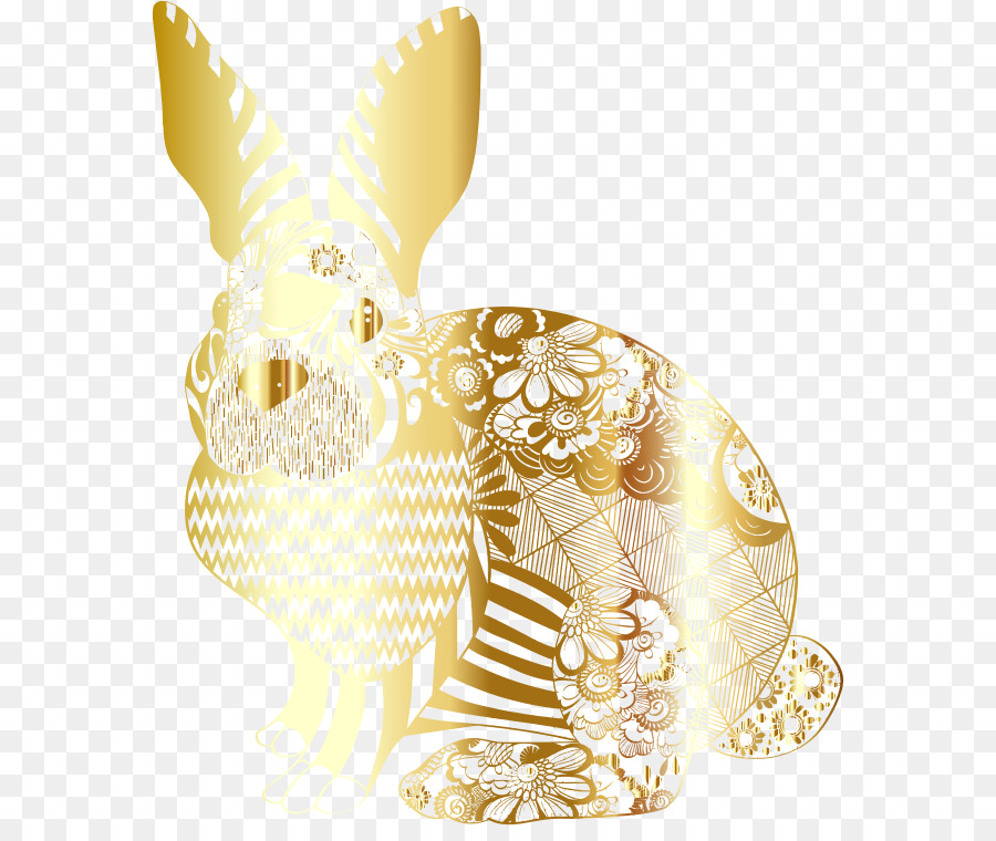 Coniglietto di pasqua, T-shirt Coniglio Clip art - Oro Fiore