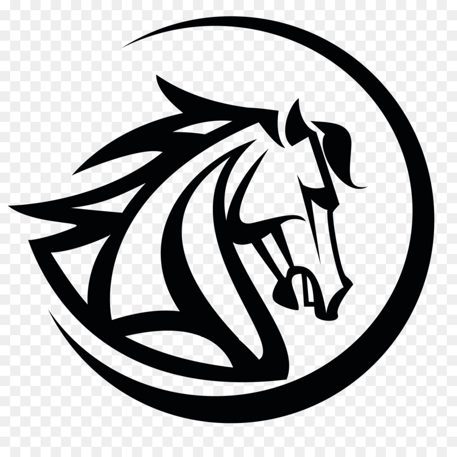 Mustang Stallone Logo Nero - ferro di cavallo