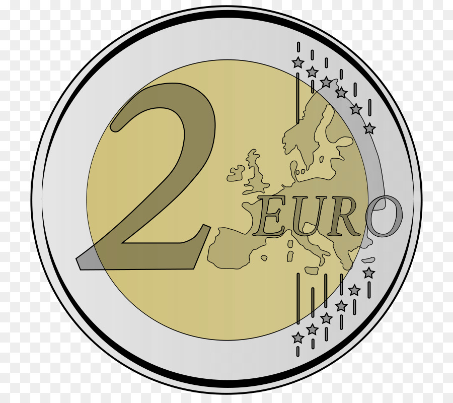 2-euro-Münze, Euro-Zeichen Euro-Münzen-clipart - Euro