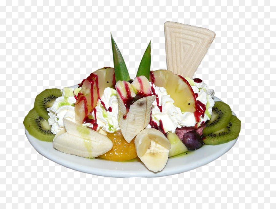 Eis Eisbecher mit Obst-Salat - Desserts