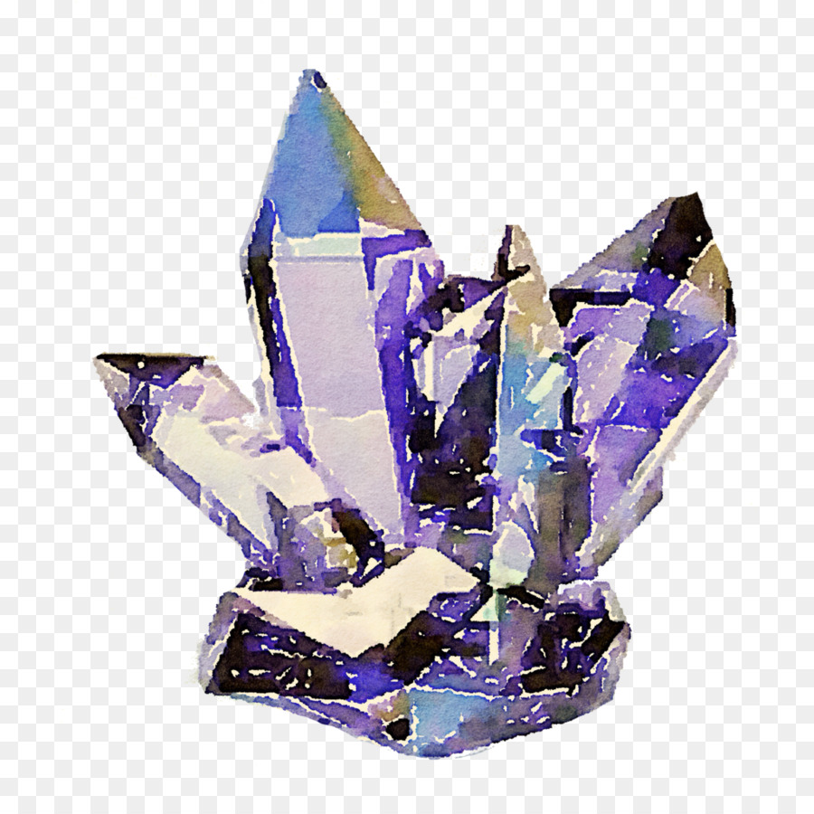 Mineralien und Kristalle, kristallheilung Quarz-Metall-beschichteten Kristall - Aquarell Lila