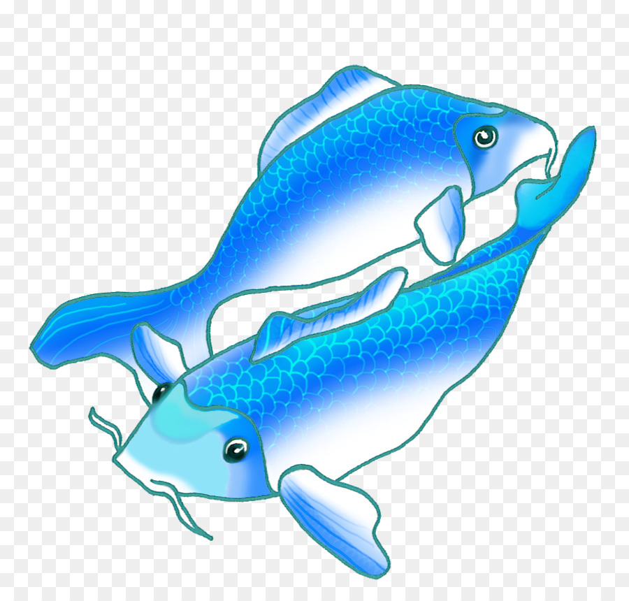 Koi-Fische Zeichnen-Blau clipart - Koi