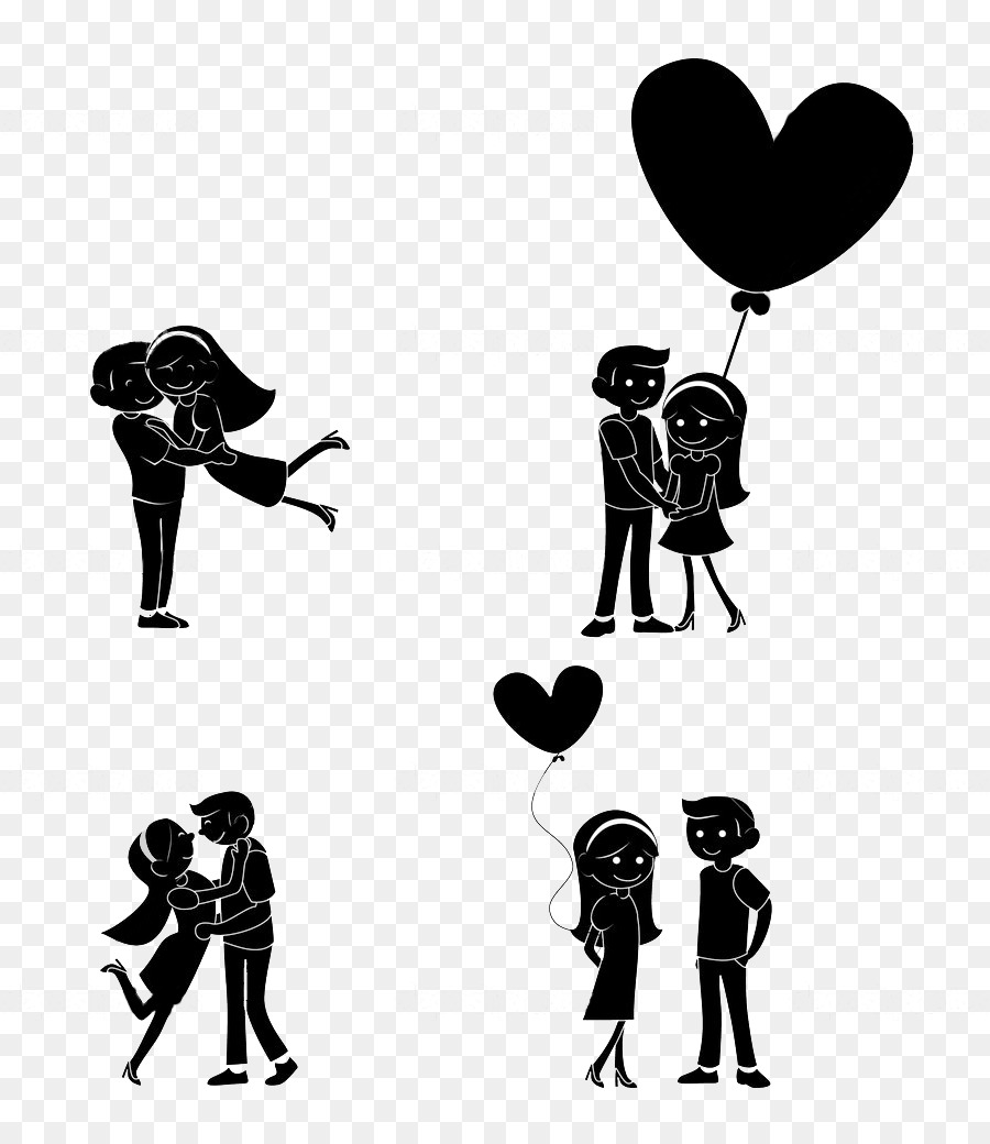 Couple Cartoon png download - 898*1023 - Free Transparent Silhouette png  Download. - CleanPNG / KissPNG