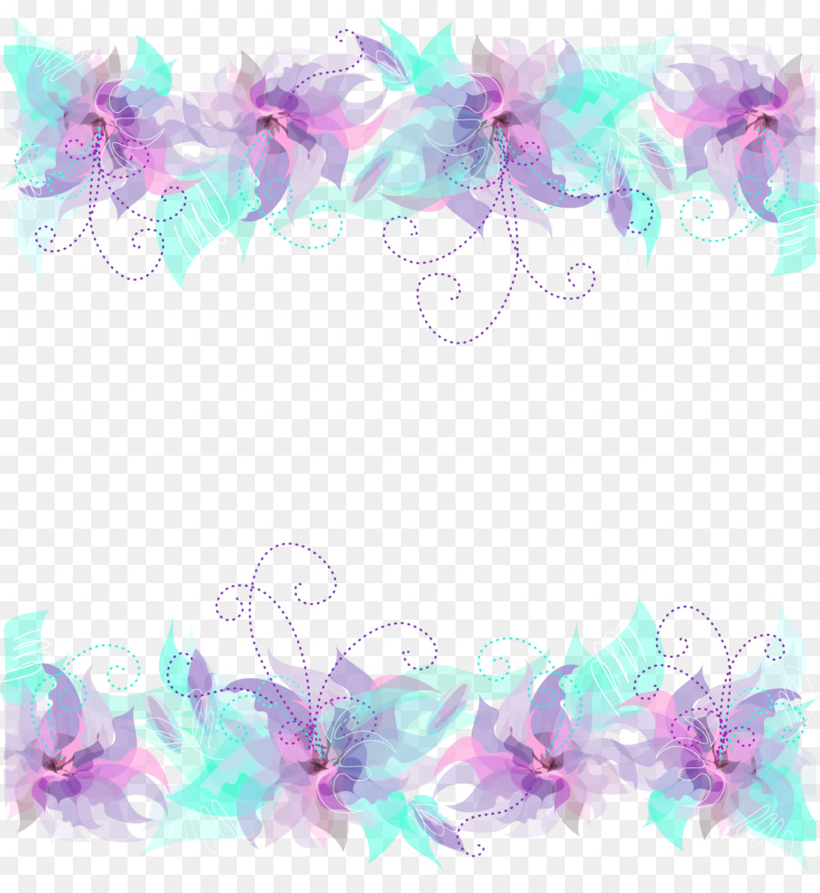Hoa màu Xanh Tím Clip nghệ thuật - khung màu tím
