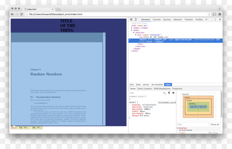 HTML-element der Web-Seite von Cascading Style Sheets Document type Deklaration - Marge