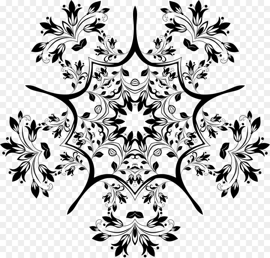 Fiore in bianco e Nero Floral design Pattern - disegno floreale