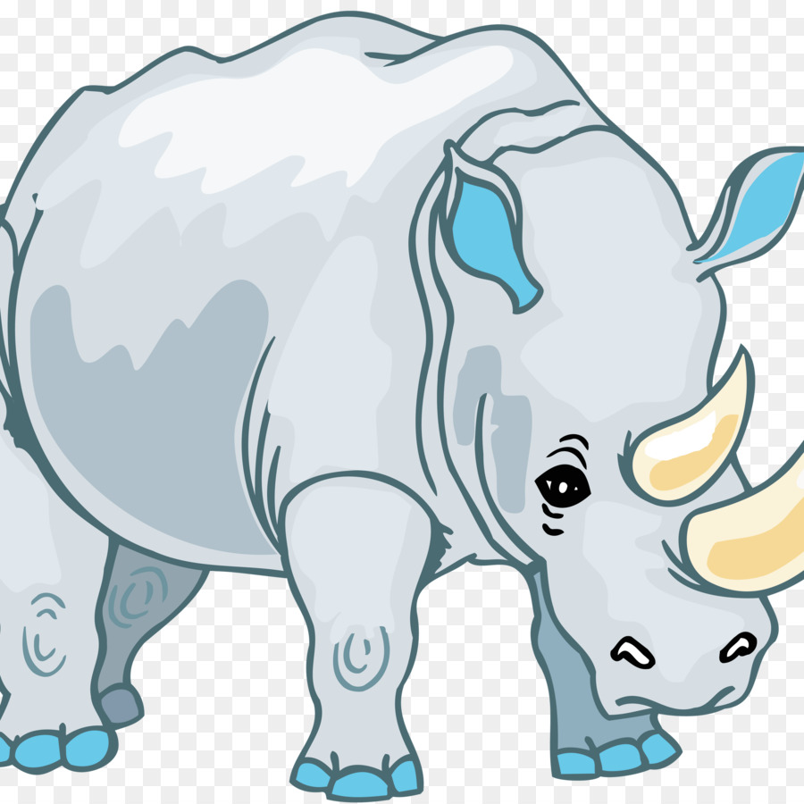 Il Rinoceronte, Ippopotamo Disegno Animale Corno - acquerello