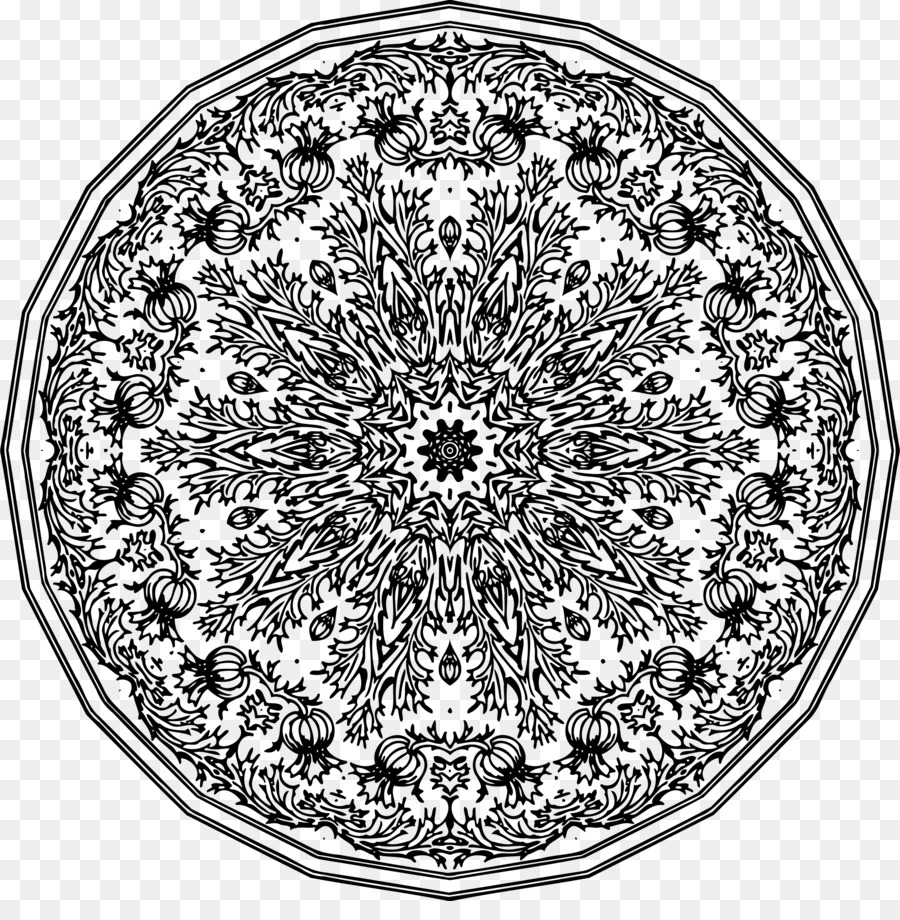 Schwarz und weiß Zeichnung Ornament Mandala - Runder