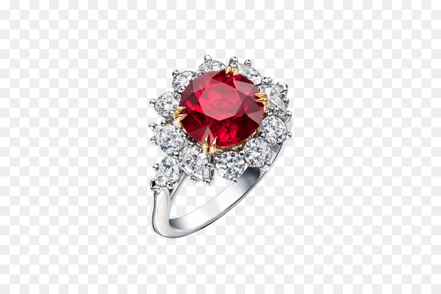 Ring Schmuck Edelstein Rubin Diamant - Blume ring