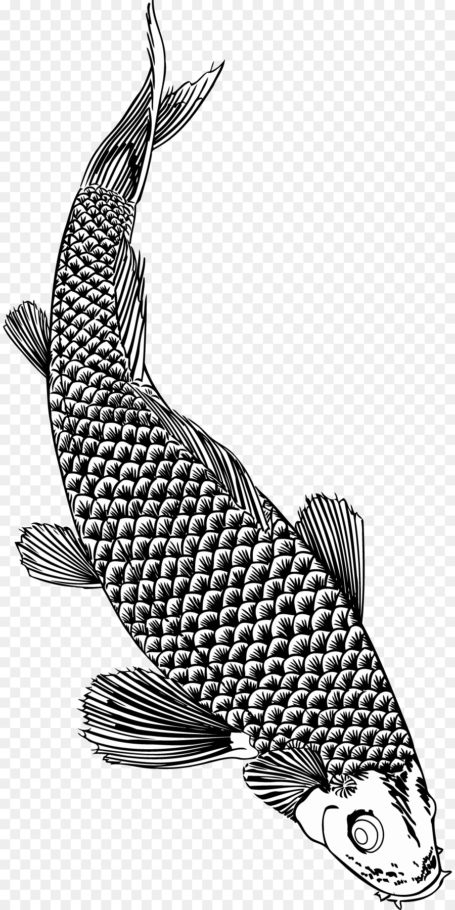 Fisch-Pinsel-Monochrom-Meeresfrüchte - Koi