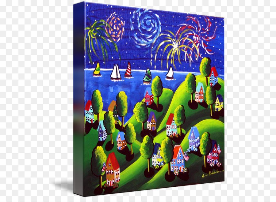 Di arte Folk di pittura ad Acquerello Fuochi d'artificio - carta di fuochi d'artificio