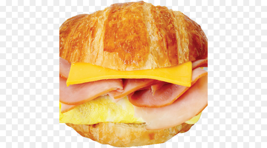 Schinken und Käse-sandwich Frühstück Croissant sandwich mit Bacon, ei und Käse sandwich mit Schinken und Eier - ei sandwich