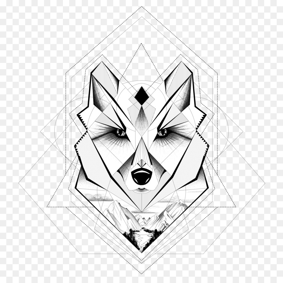 Geometrie-Zeichnung Grau wolf Geometrischen Mittellinie - geometrischen hintergrund