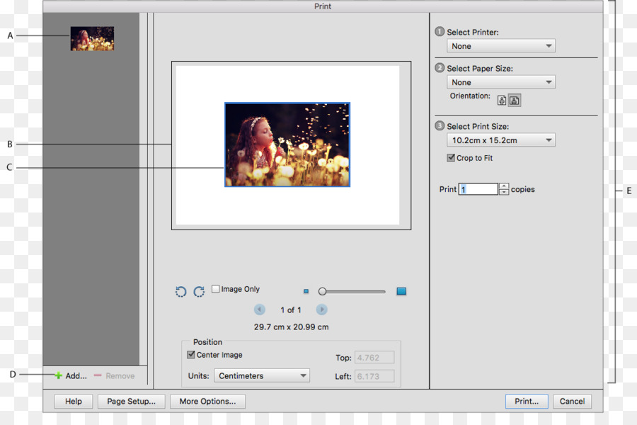 Computer-Software Adobe Photoshop Elements-Drucker Druck-Vorschau - Dialogbox