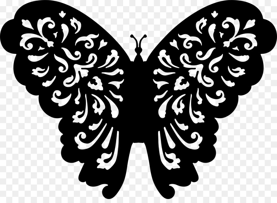 Schmetterling Schwarz und weiß clipart - Abziehbilder