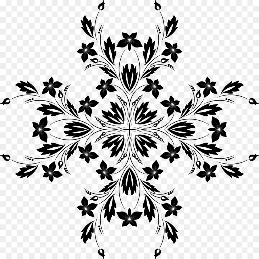 Schwarze und weiße Blume clipart - Blumen Ornamenten