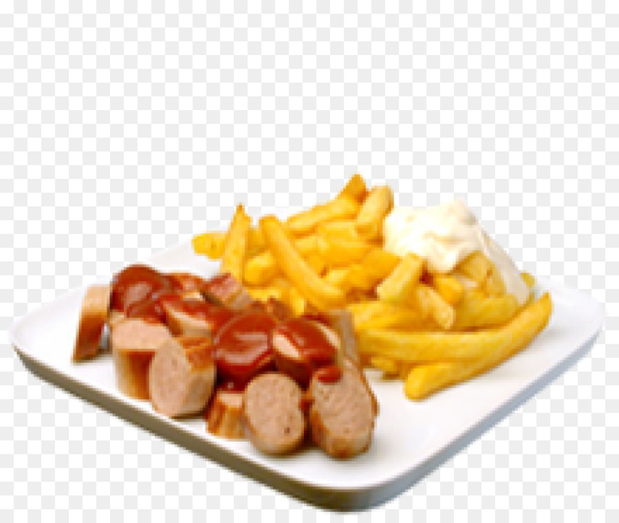 Pommes Fastfood Currywurst Junk-food-Gericht - Curry