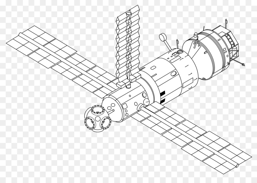 Mir-Core Module, die Raumstation Kvant-2 Sojus - Zeichnung
