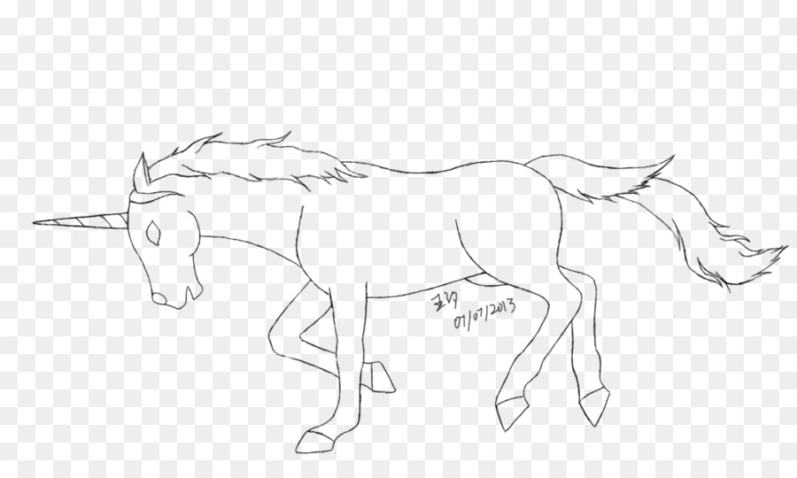 Mustang Maultier Pony Pack-Tier-Zeichnung - Einhorn Kopf