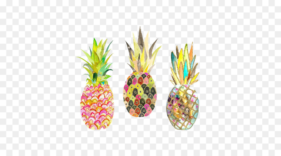 Ananas-Aquarell Druckgrafik Kunst - Tropische Früchte