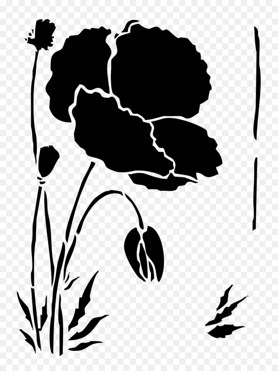 Mohn Schablonen-Zeichnung Blumen-Muster - Mohn
