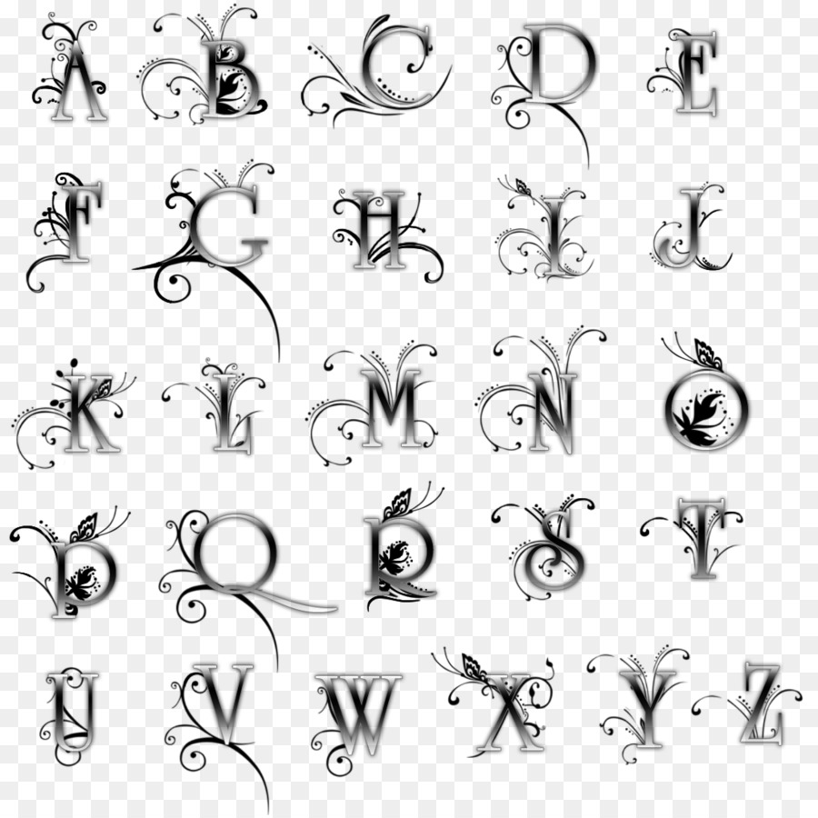 Tattoo Buchstaben Schreibschrift Idee Schriftart - Alphabet transparente bi...