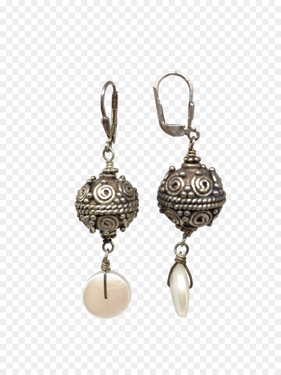 Ohrring-Schmuck-Edelstein-Perlen-Silber - Bali