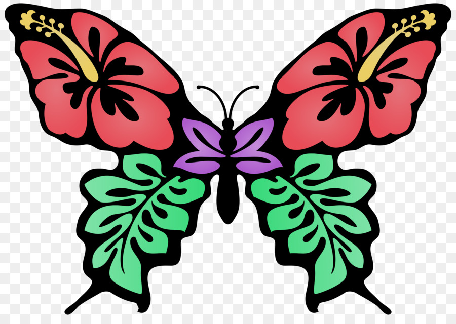 Schmetterlings-Blumen-Zeichnung-Farbe-clipart - Schmetterling