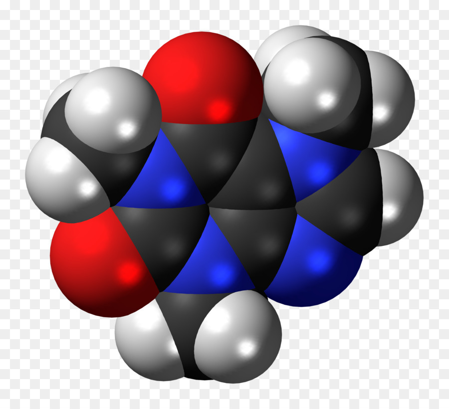 Molecola della caffeina di riempimento dello Spazio modello di Chimica Xantina - Molecola