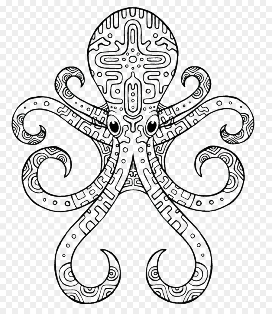 Octopus, Line Art, Drawing, Kraken, Tattoo, Stencil, Black And White , Silh...