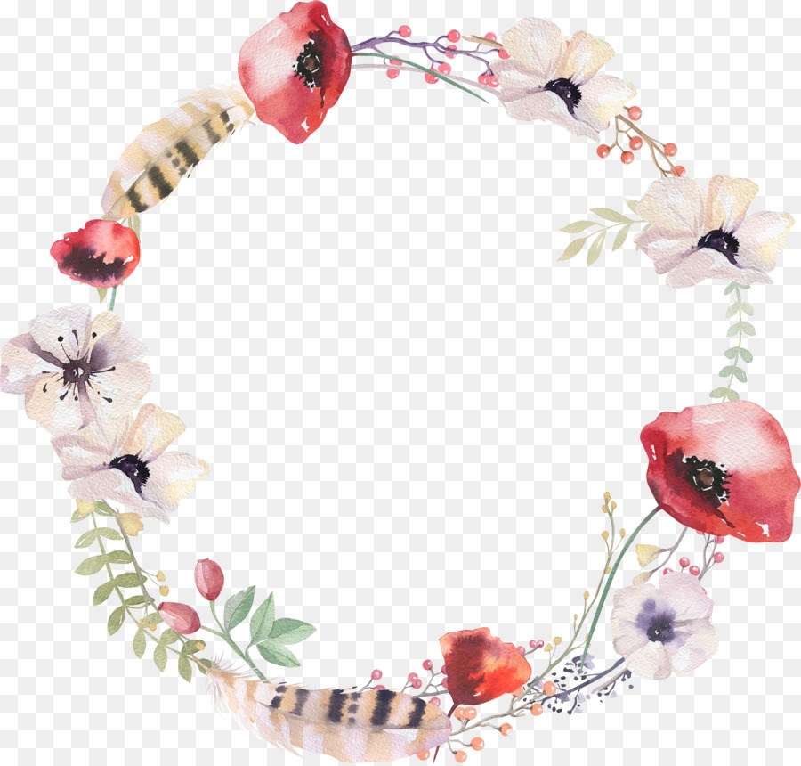 Fotografia Stock Corona di pittura ad Acquerello Fiore - ghirlanda di fiori