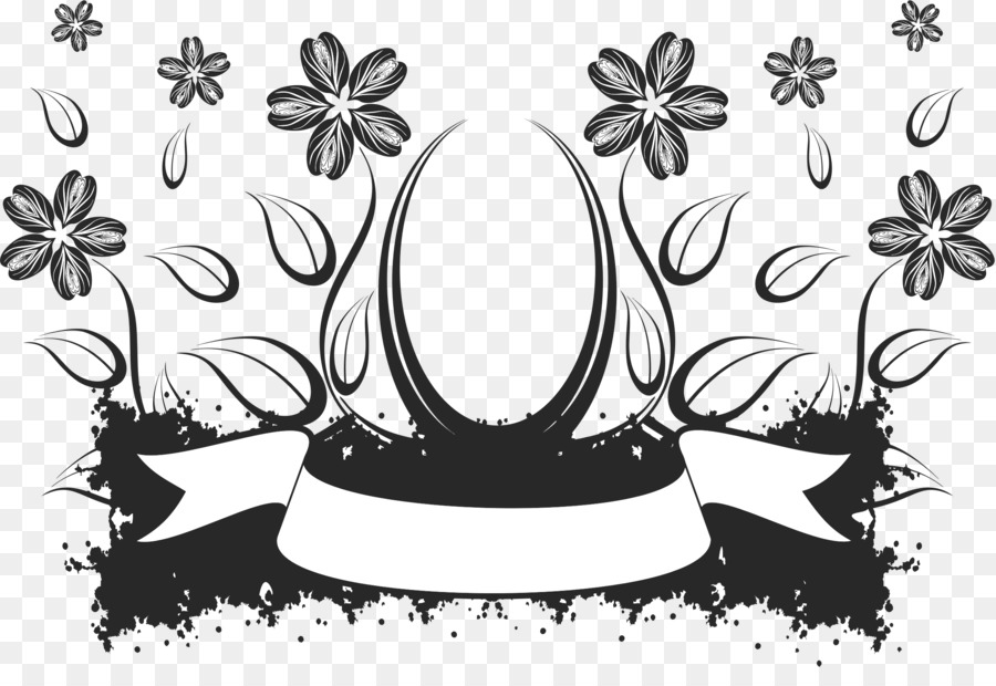 Fiore bianco e Nero, Clip art - floreale vettoriale
