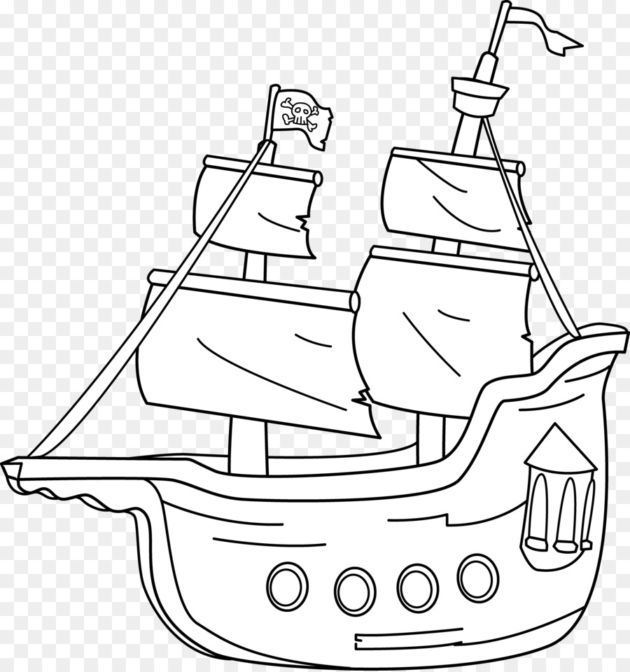 Schiff Schwarz und weiß-clipart - Boot